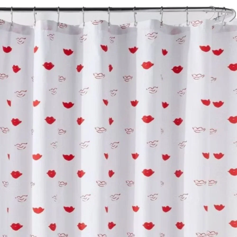 Room Essentials Red Lips Shower Curtain RED LIPSTICK NEW